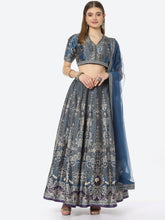 Digital Floral Printed Art Tussar Choli With Lehenga & Net Dupatta