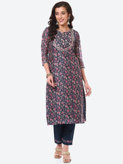 Gota Work Floral Chanderi Kurta With Pant