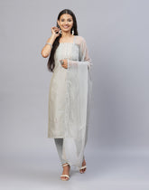 Embroidered Chanderi Suit Piece With Chiffon Dupatta