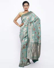 Floral Zari Jaal Tussar Woven Saree
