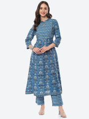 Floral Printed Cotton Kurta With Pant