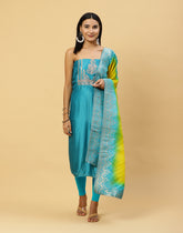 Embroidered Art Handloom Dupion Suit Piece With Banarasi Dupatta