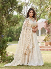 Georgette Chikankari Work Lehenga With Resham Jaal Dupatta