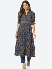 Floral Printed Cotton Anarkali Kurta