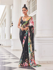 Floral Embroidered Georgette Woven Saree