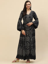 Digital Printed Crepe Gown Dress
