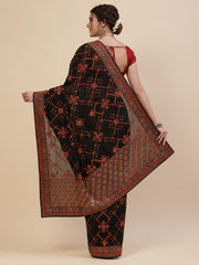 Resham Border Art Georgette Embroidered Saree