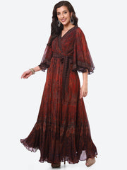 Digital Printed Georgette A-Line Gown Dress