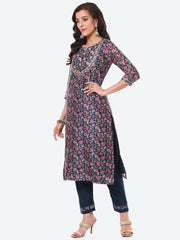 Gota Work Floral Chanderi Kurta With Pant