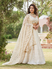 Georgette Chikankari Work Lehenga With Resham Jaal Dupatta