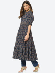 Floral Printed Cotton Anarkali Kurta