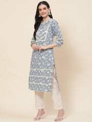 Printed Cotton Kurta With Pants