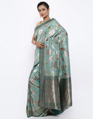 Floral Zari Jaal Tussar Woven Saree