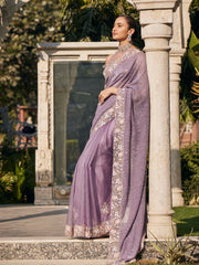 Sequin Embroidered Organza Saree
