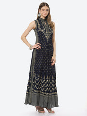 Digital Printed Crepe A-Line Gown Dress