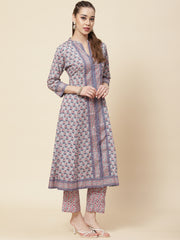 Floral Printed Cotton Kurta With Pants