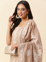 Printed Chanderi Unstitched Suit Piece With Dupatta