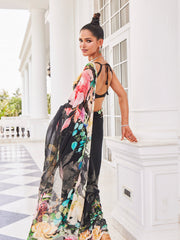 Floral Embroidered Georgette Woven Saree