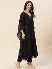 Sequin Embroidered Georgette Kurta With Pants