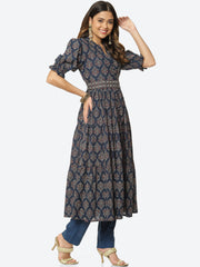 Floral Printed Cotton Anarkali Kurta