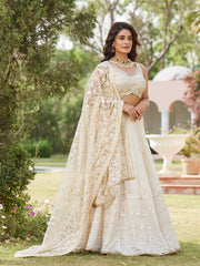 Georgette Chikankari Work Lehenga With Resham Jaal Dupatta