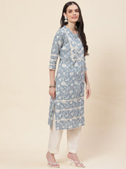 Printed Cotton Kurta With Pants