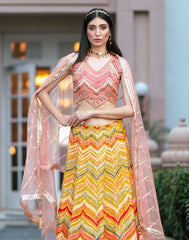Embroidered Georgette Lehenga With Blouse And Net Dupatta