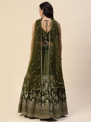 Sequin Embroidered Banarasi Choli With Lehenga & Net Dupatta