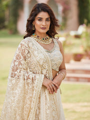 Georgette Chikankari Work Lehenga With Resham Jaal Dupatta