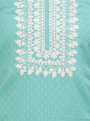 Neck Embroidered Cotton Unstitched Suit Piece With Cotton Dupatta