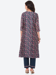 Gota Work Floral Chanderi Kurta With Pant