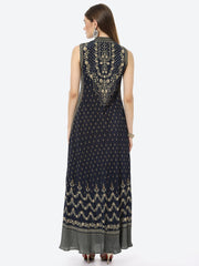 Digital Printed Crepe A-Line Gown Dress