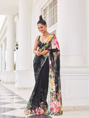 Floral Embroidered Georgette Woven Saree