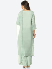 Neck Embroidered Chanderi Unstitched Suit Piece With Dupatta