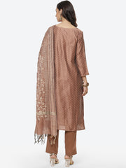 Resham Embroidered Chanderi Unstitched Suit Piece With Embroidered Dupatta