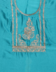 Embroidered Art Handloom Dupion Suit Piece With Banarasi Dupatta