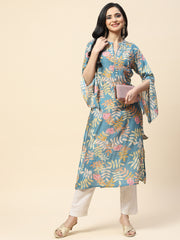 Floral Printed Muslin Kurta