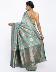 Floral Zari Jaal Tussar Woven Saree