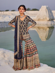 Embroidered Georgette Kurti With Garara & Dupatta