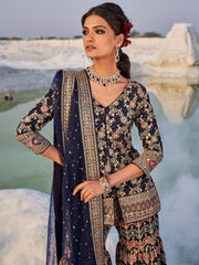 Embroidered Georgette Kurti With Garara & Dupatta