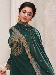 Embroidered Velvet Unstitched Suit Piece With Dupatta