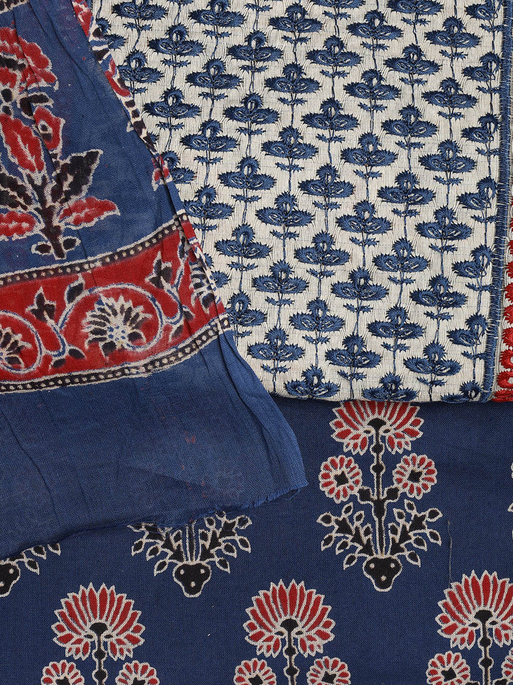 Printed Cotton Blend Unstitched Suit With Dupatta