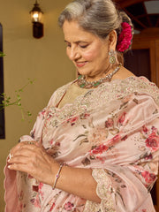 Sequin Embroidery & Printed Organza Saree
