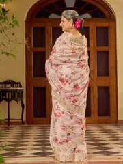Sequin Embroidery & Printed Organza Saree
