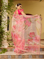 Sequin Embroidery & Printed Organza Saree
