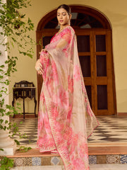 Sequin Embroidery & Printed Organza Saree