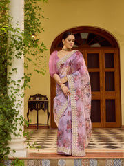 Sequin Embroidery Organza Saree