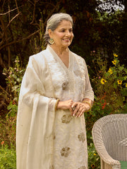 Resham Embroidered Chanderi Suit Set With Dupatta