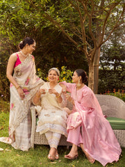 Printed Organza Saree and Resham Embroidered Chanderi Suit Set with Dupatta (Pack of 3)