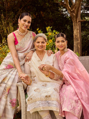 Printed Organza Saree and Resham Embroidered Chanderi Suit Set with Dupatta (Pack of 3)
